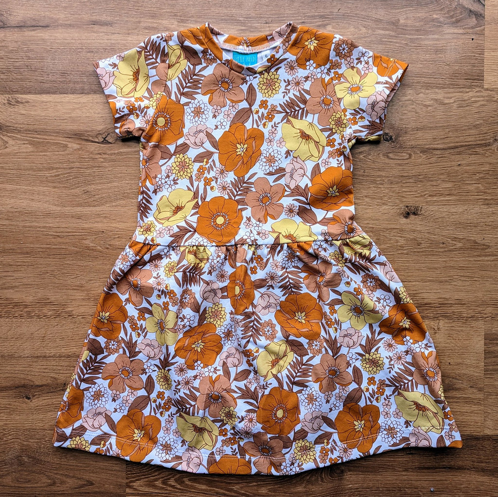 SIZE 6 Frances mustard floral gathered waist dress