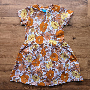 SIZE 6 Frances mustard floral gathered waist dress