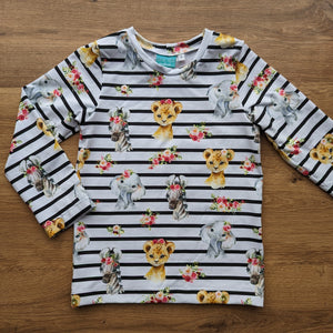 SIZE 5 Floral jungle animals stripes long sleeve tshirt