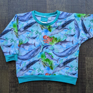 SIZE 1 Watercolour ocean animals lounge jumper