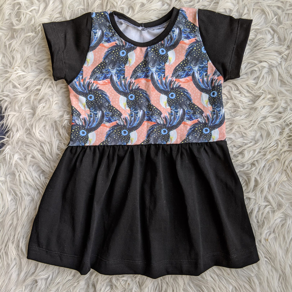 Size 1 black cockatoos gathered waist dress