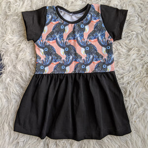 Size 1 black cockatoos gathered waist dress