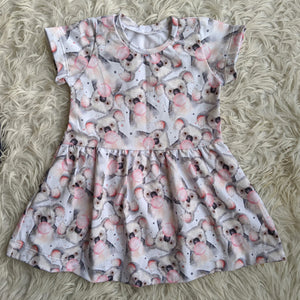 Size 1 bubblegum koalas gathered waist dress
