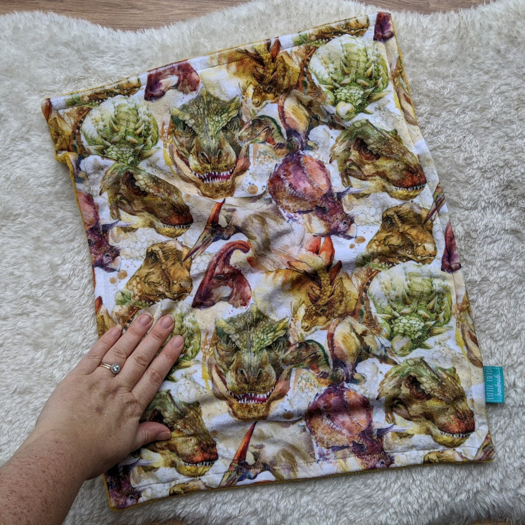 Watercolour dinos minky doll blanket
