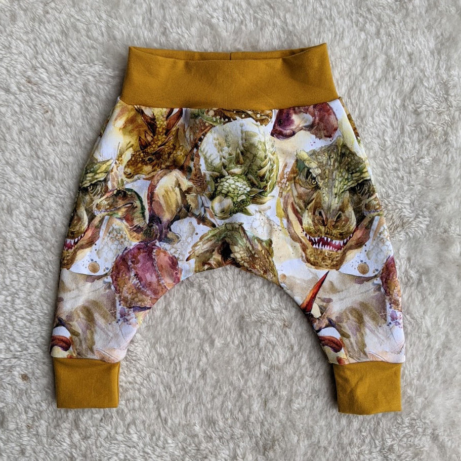 Size 000 Watercolour dinos harem pants