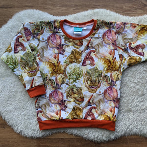 Size 6 Watercolour dinos lounge jumper