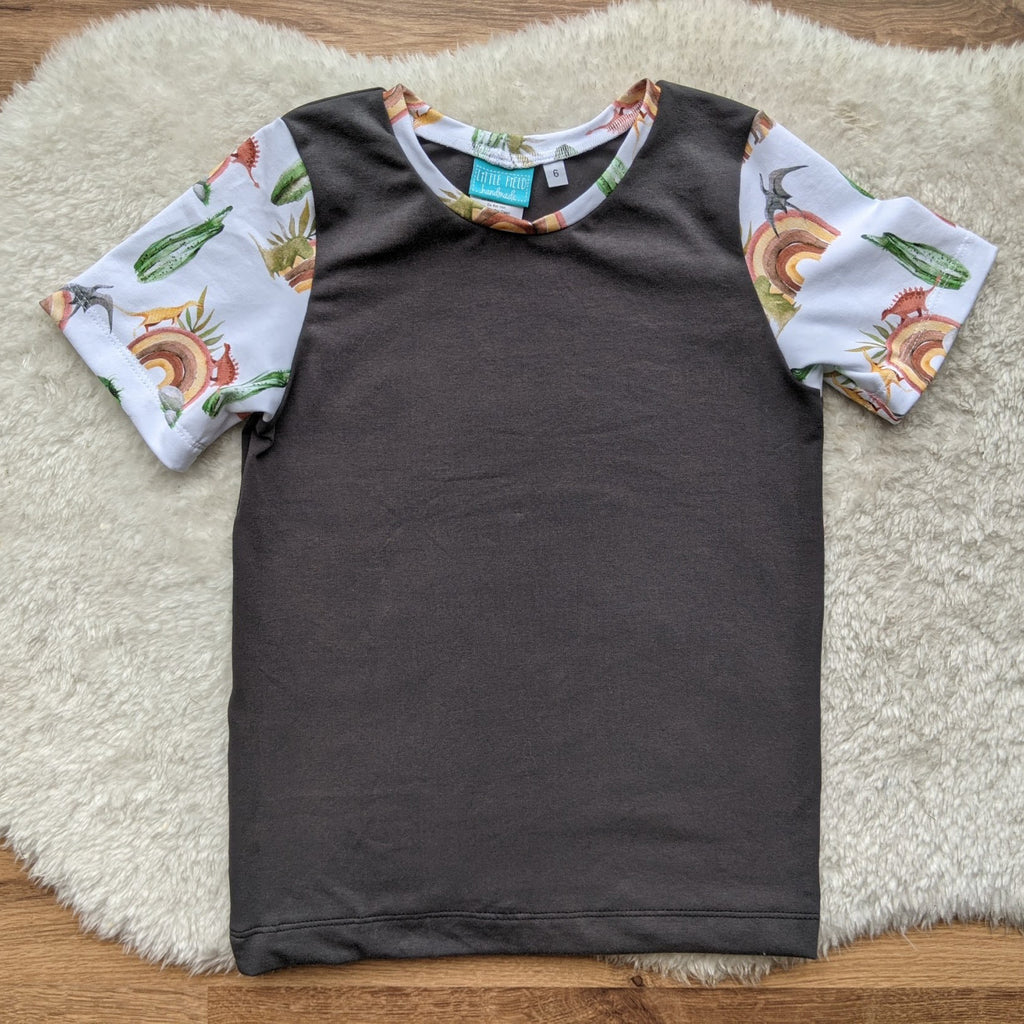 Size 6 Rustic rainbow dinos tshirt