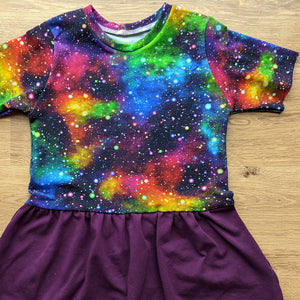 SIZE 6 Rainbow galaxy gathered waist dress