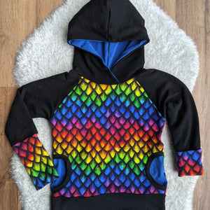 SIZE 3-6 Grow With Me Rainbow dragon scales hoodie