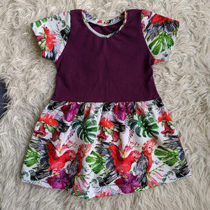 Size 1 galahs & leaves gathered waist dress