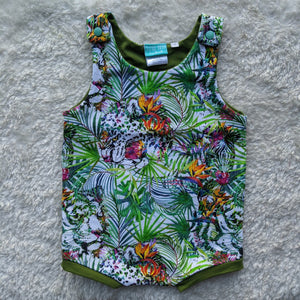Size 1 Hidden rainbow jungle animals short leg romper