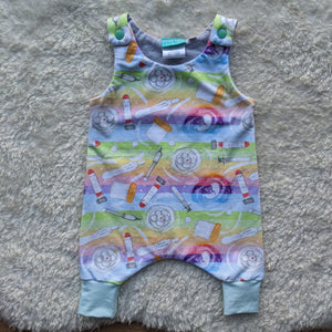 Size 0000 Pastel rainbow IVF long leg romper