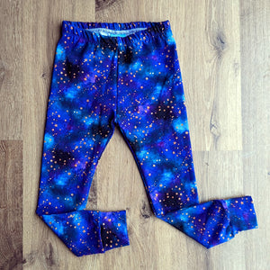 SIZE 4 Glittery golden galaxy leggings
