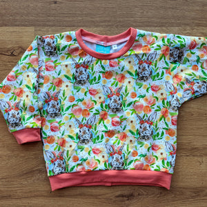 SIZE 2 Yellow floral bunnies lounge jumper