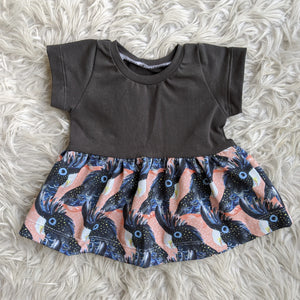 Size 000 black cockatoos gathered waist dress