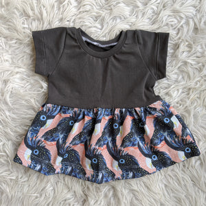 Size 000 black cockatoos gathered waist dress