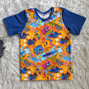 Size 4 Yellow bright Aussie animals tshirt
