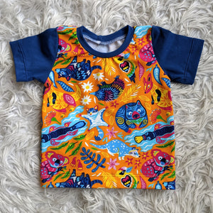 Size 00 Yellow bright Aussie animals tshirt