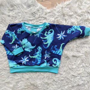 Size 00 Blue tropical dinos lounge jumper