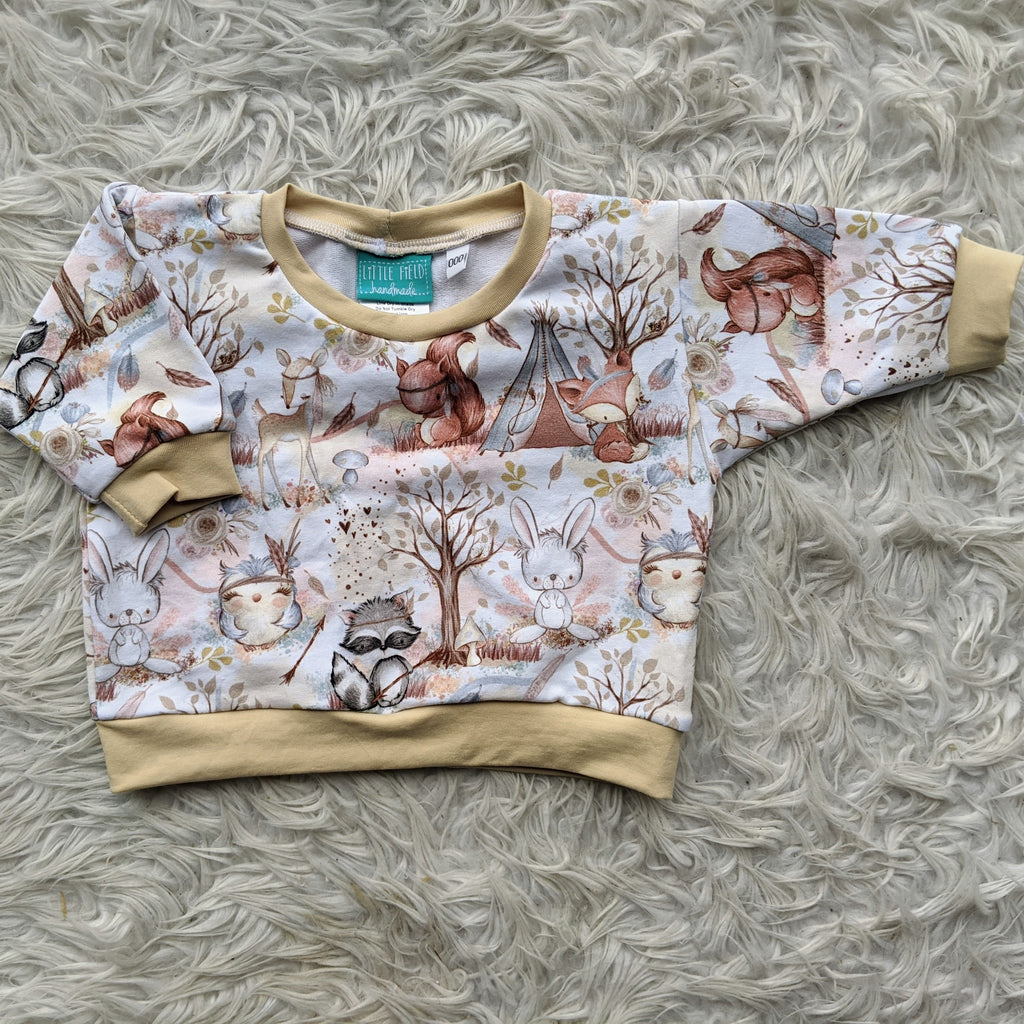 Size 000 Woodland animals tribe lounge jumper