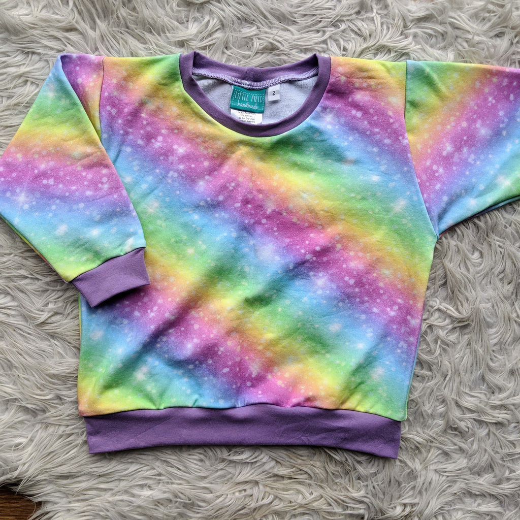 Size 2 Rainbow unicorn farts lounge jumper