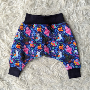 Size 00000 Blue Aussie birds harem pants