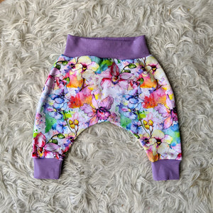Size 000 Watercolour orchids harem pants