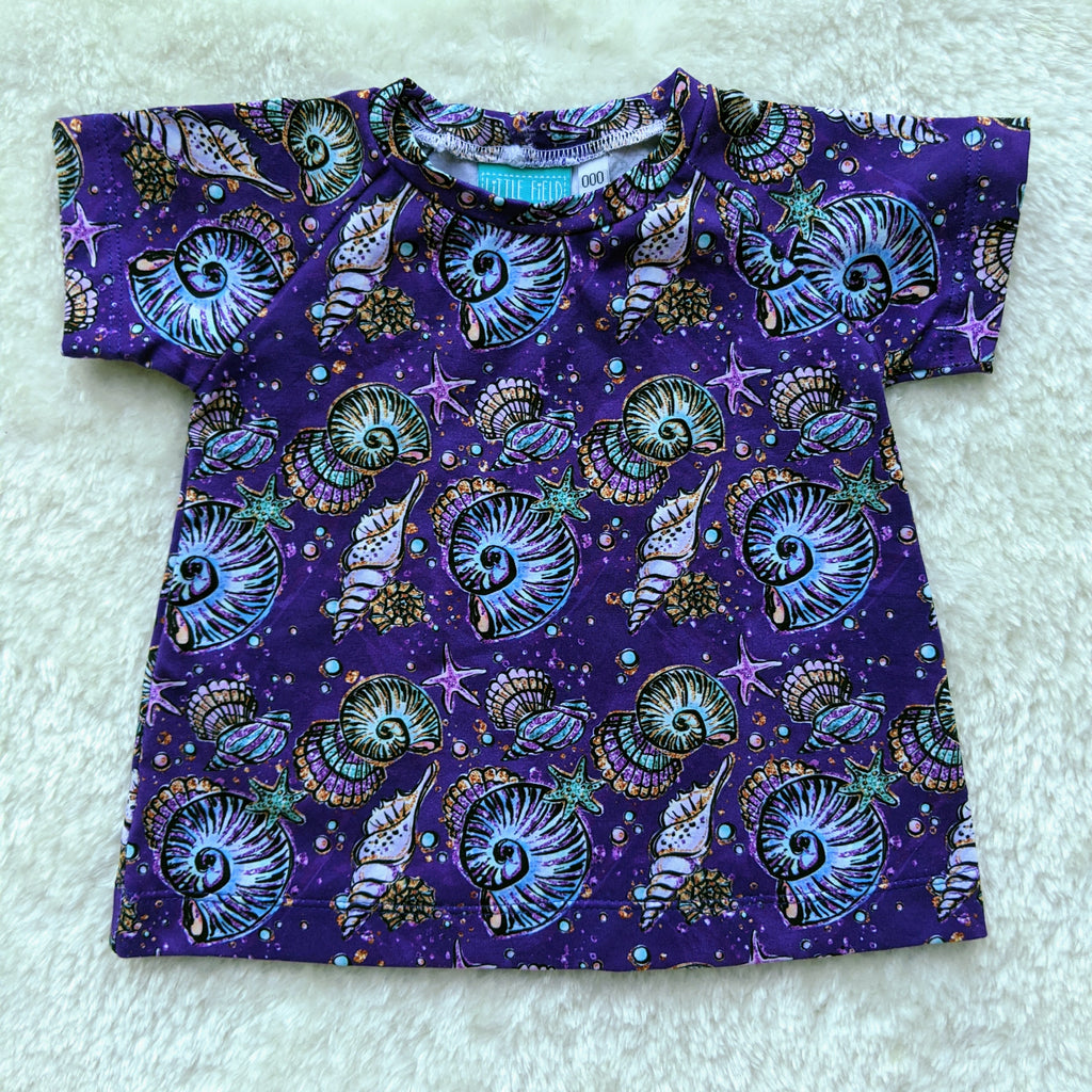 Size 000 Purple glittery seashells tshirt dress