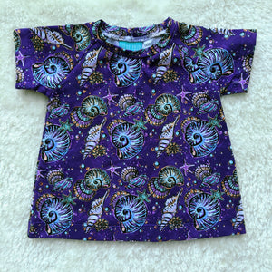 Size 000 Purple glittery seashells tshirt dress