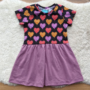 Size 3 shattered hearts gathered waist dress