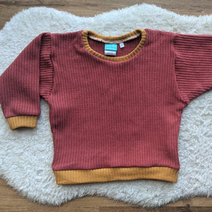 Size 2 LIGHT BOURDEAUX/MUSTARD chunky knit lounge jumper
