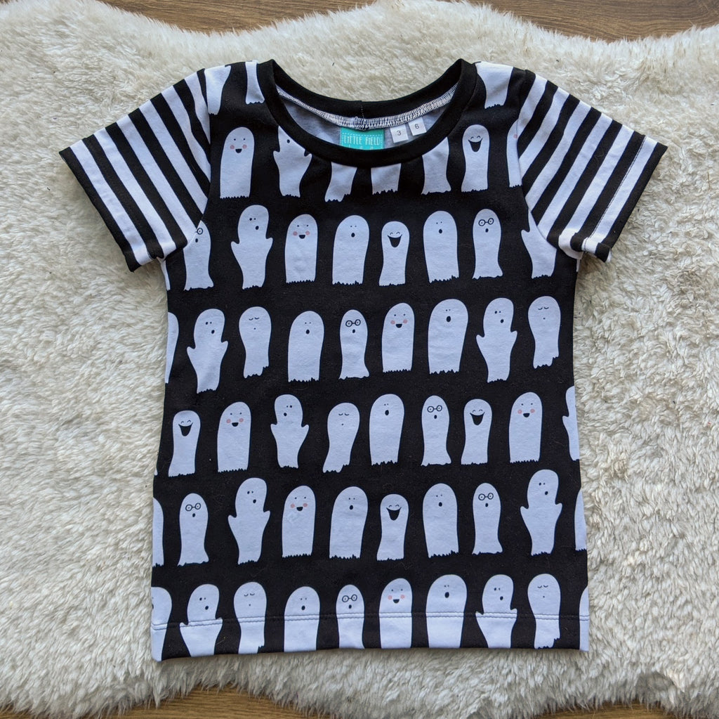 SIZE 3-6 Grow With Me Monochrome ghosts tshirt