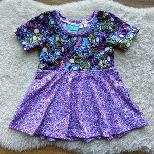 SIZE 3-6 Grow With Me Glitter zombies peplum dress