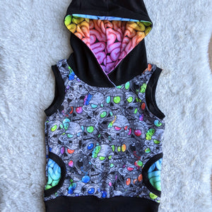 SIZE 1-3 Grow With Me Rainbow zombie brains hooded tank