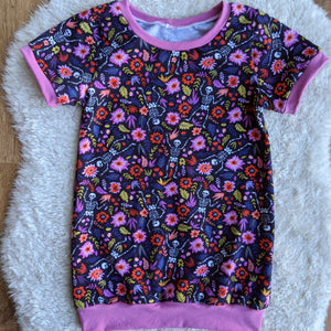 SIZE 3-6 Grow With Me Floral skeletons tunic dress