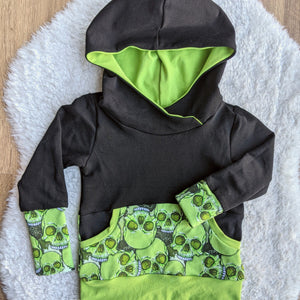 SIZE 1-3 Grow With Me Green skulls hoodie