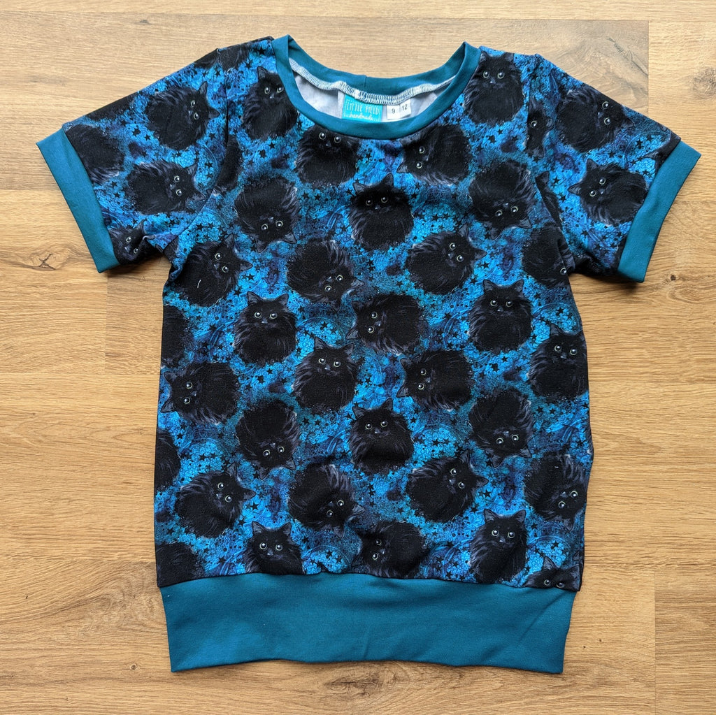 SIZE 9-12 grow with me Midnight cats tshirt