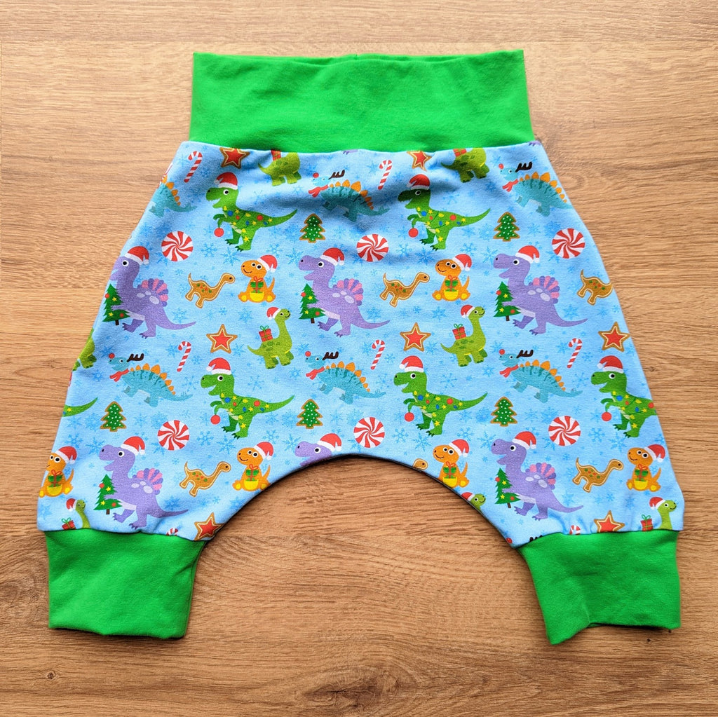 SIZE 2 Bright Christmas dinos harem shorts