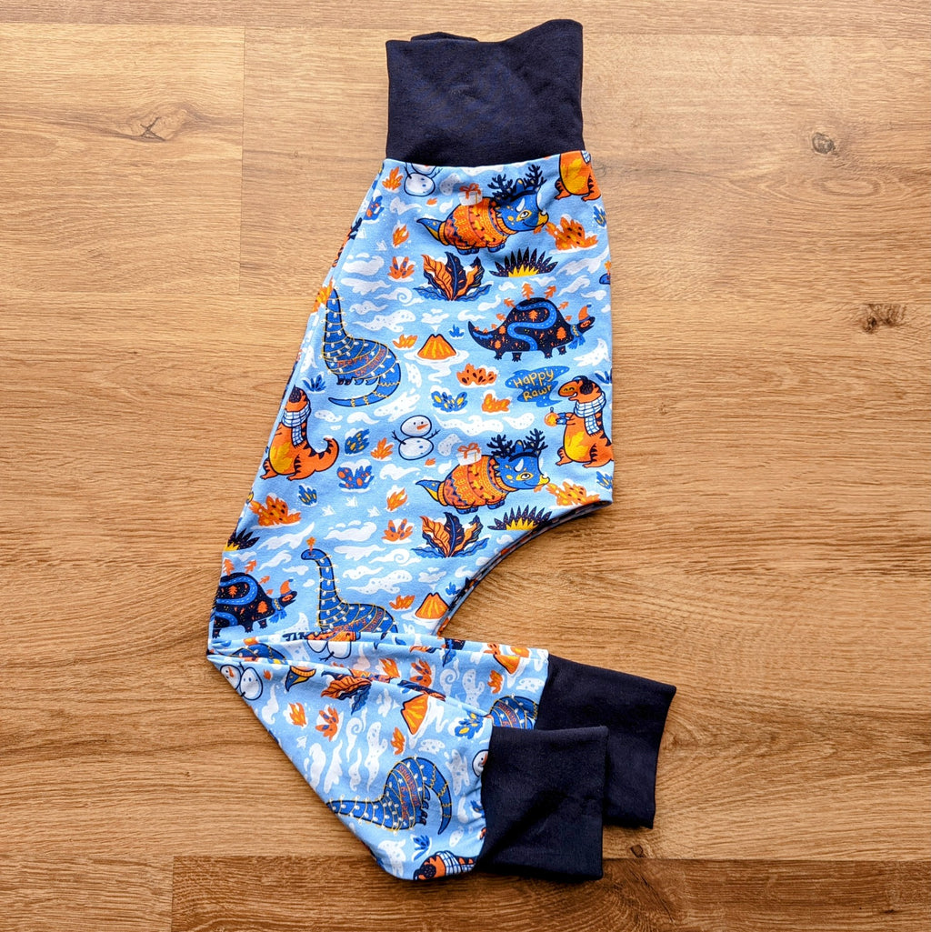SIZE 3 Snowy Christmas dinos harem pants