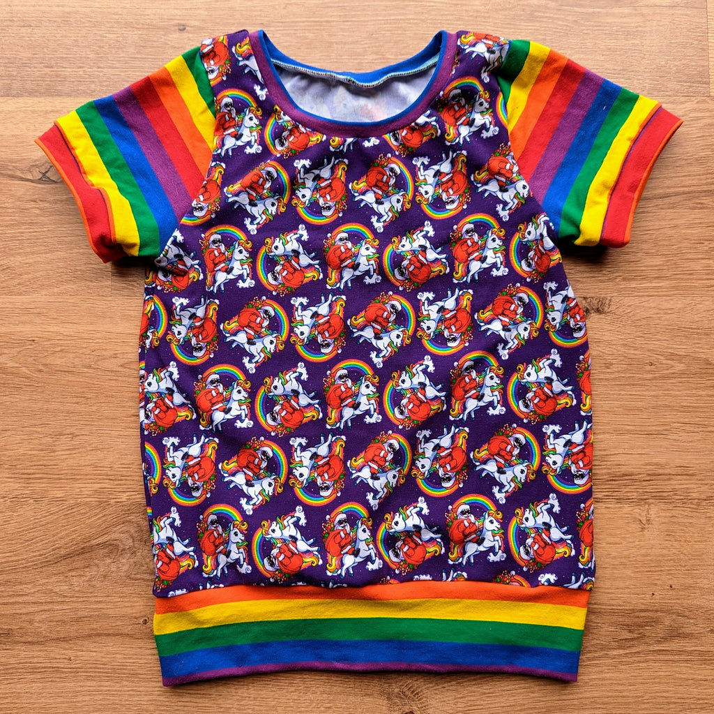 SIZE 6-9 Rainbow unicorn Santa grow with me tshirt