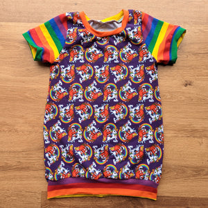 SIZE 3-6 Rainbow unicorn Santa grow with me tunic dress/top