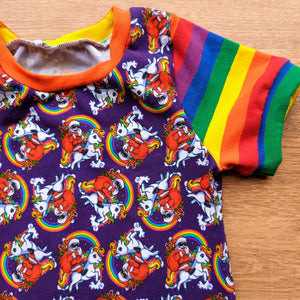 SIZE 3-6 Rainbow unicorn Santa grow with me tunic dress/top