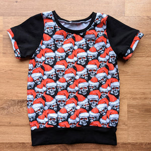 SIZE 6-9 Santa skulls Grow with me tshirt