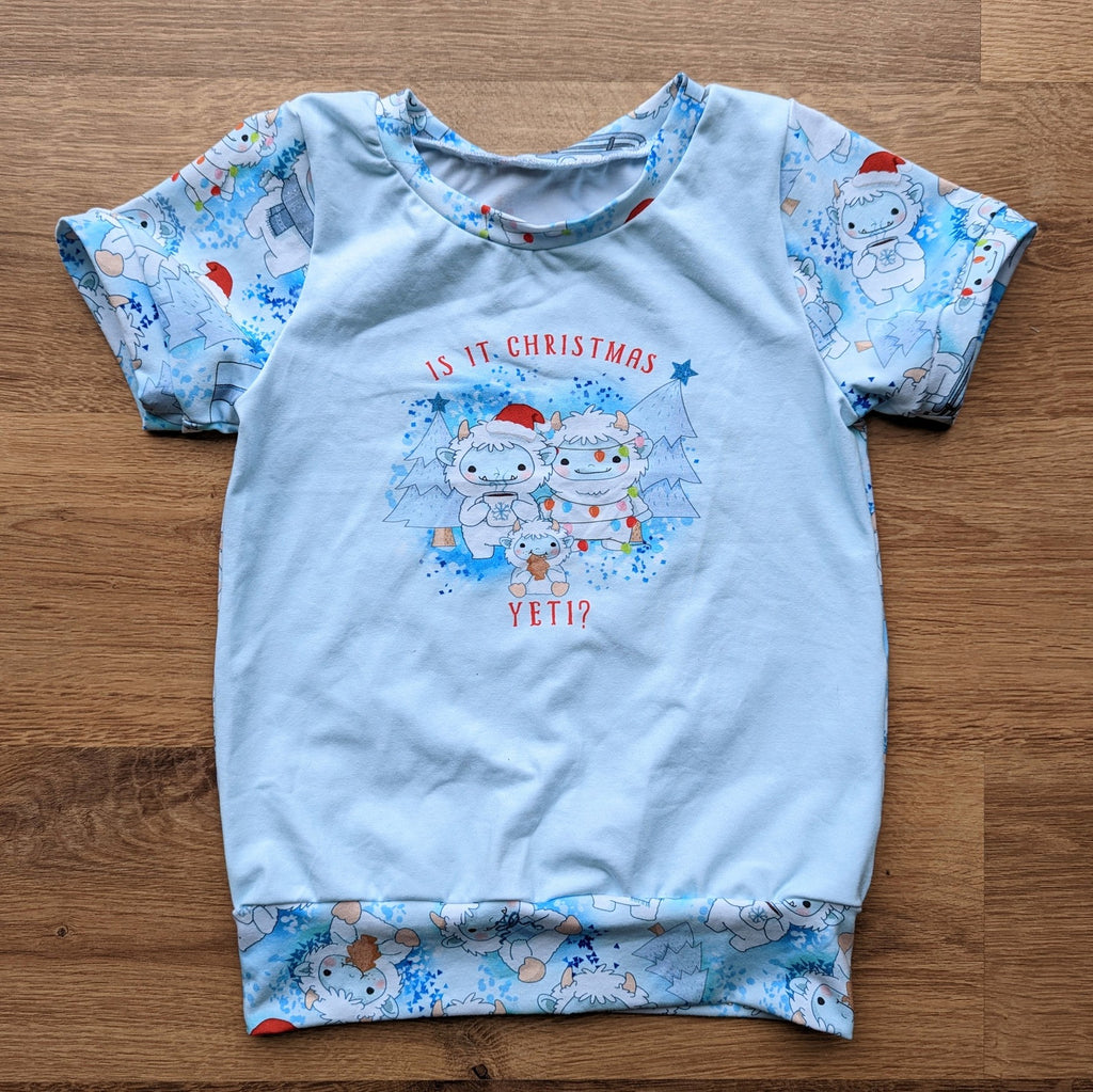 SIZE 3-6 Christmas yeti grow with me tshirt
