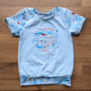 SIZE 3-6 Christmas yeti grow with me tshirt