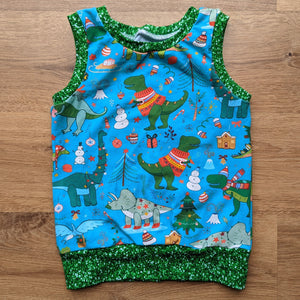 Size 3-6 Winter Christmas dinos grow with me tank