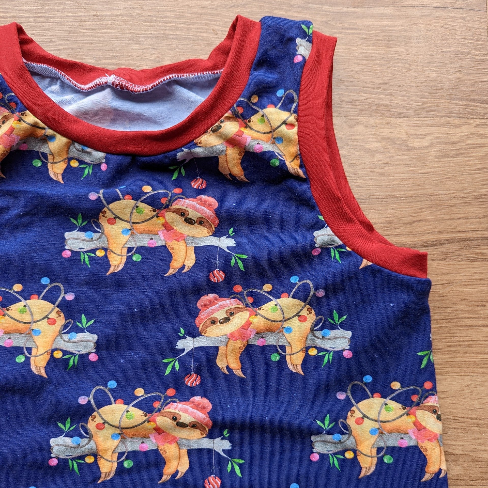 SIZE 6-9 Christmas sloths grow with me sleeveless tunic dress/top