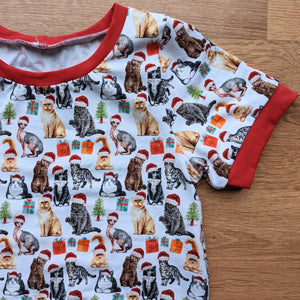 SIZE 6-9 Christmas cats grow with me tshirt