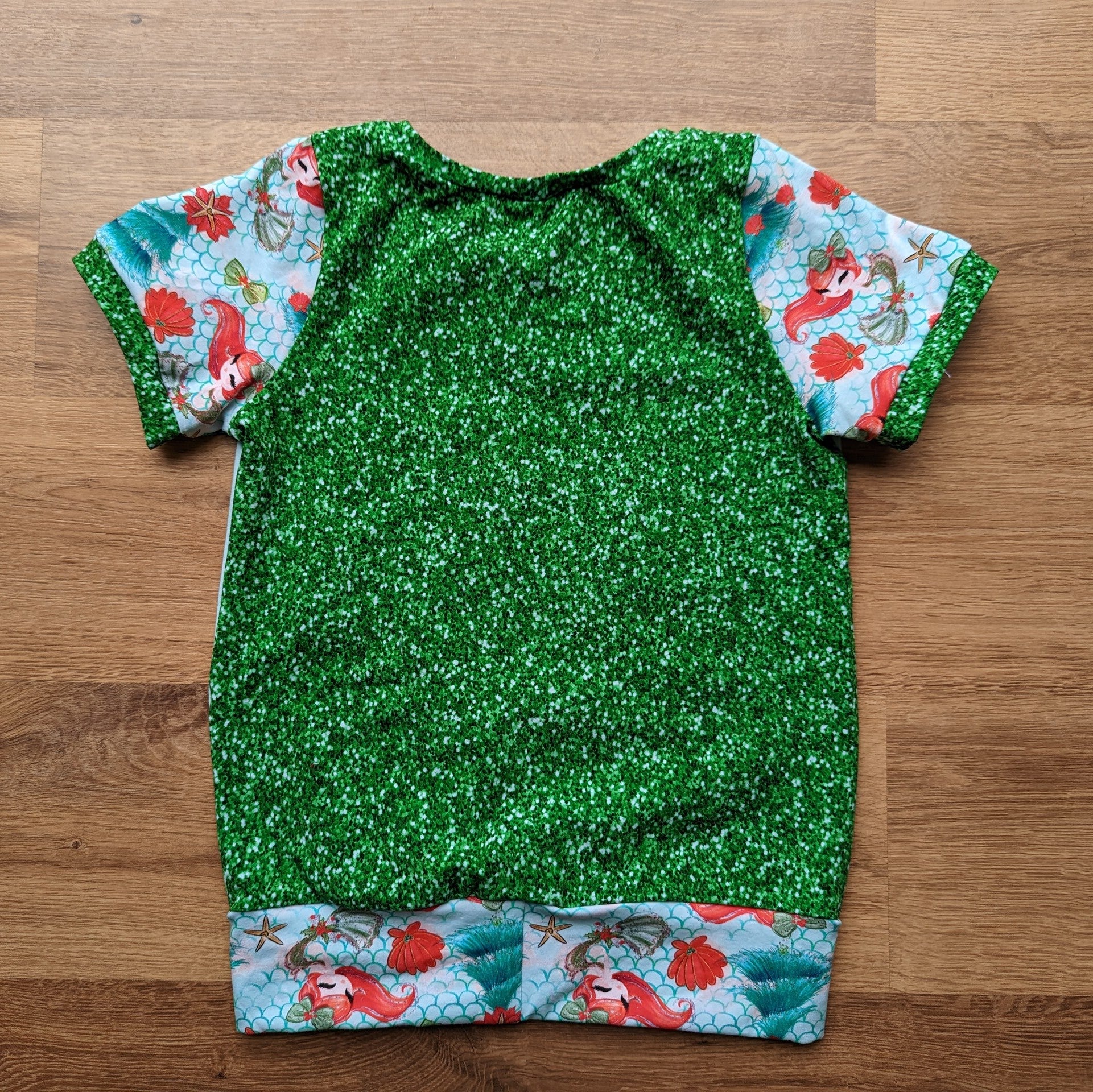 SIZE 6-9 Christmas mermaid grow with me tshirt