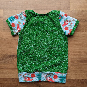 SIZE 6-9 Christmas mermaid grow with me tshirt
